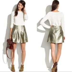 MADEWELL Shimmer Skirt Bubble Gold Metallic Mini Skirt 0 Holiday Women NYE 08523